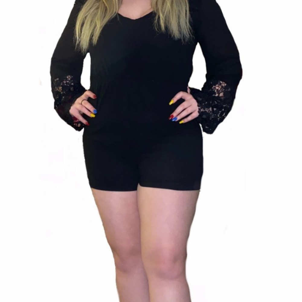 Black Bell Sleeve Romper